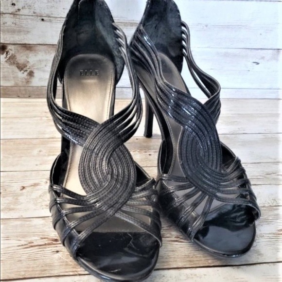 Elle Mariel Black Open Toe High Heels - Picture 1 of 15